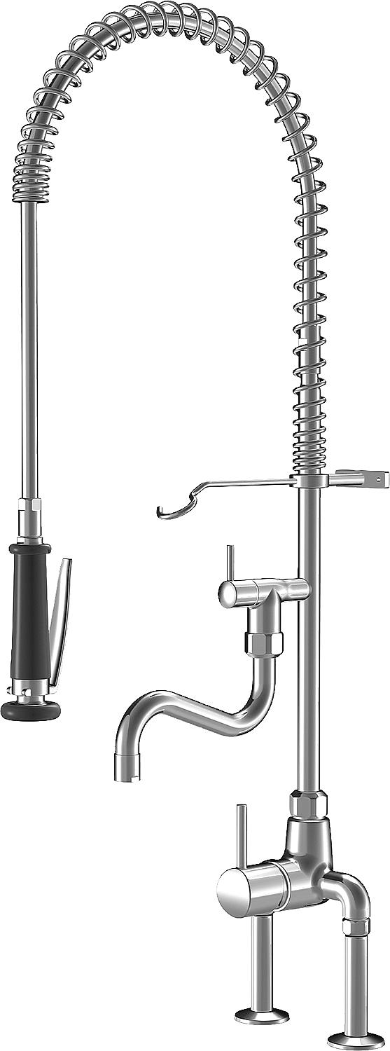 KWC Gastro single-lever kitchen mixer with dishwashing spray, chrome