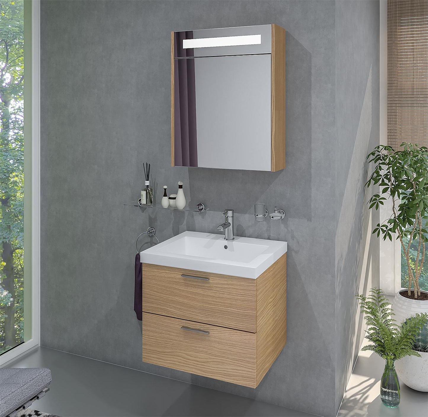 Ensemble de meubles de salle de bains Ekry, largeur 610 mm