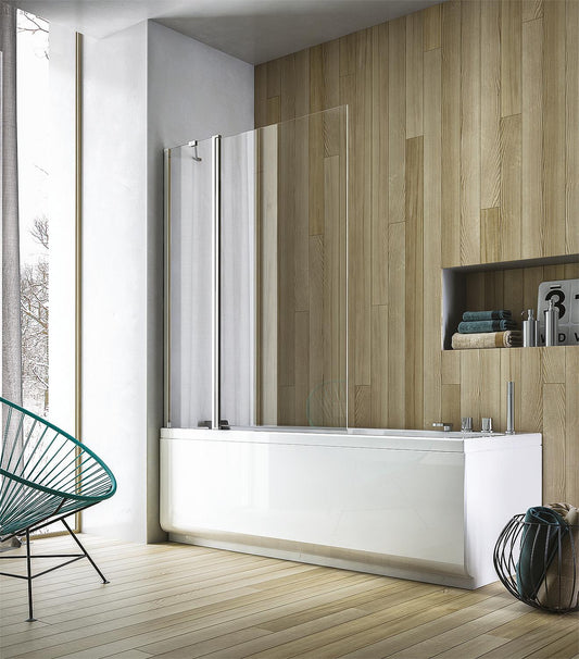 Badewannenaufsatz Eloa 2.0, 1 Drehelement und 1 Glas-Fixteil mit 1 Stabilisierungsstange