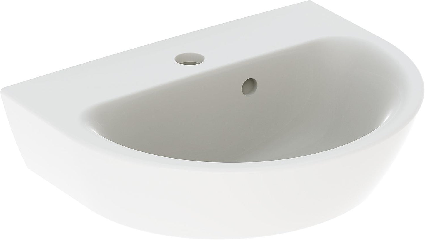 Geberit Renova white hand basin, WxHxD: 450x173x360mm, 1 tap hole, incl. overflow