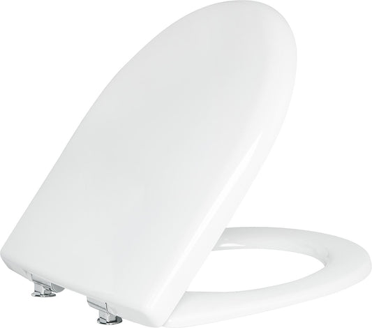 Abattant de toilette Geberit Renova, blanc, avec charnières en laiton chromé à fermeture amortie et à dégagement rapide