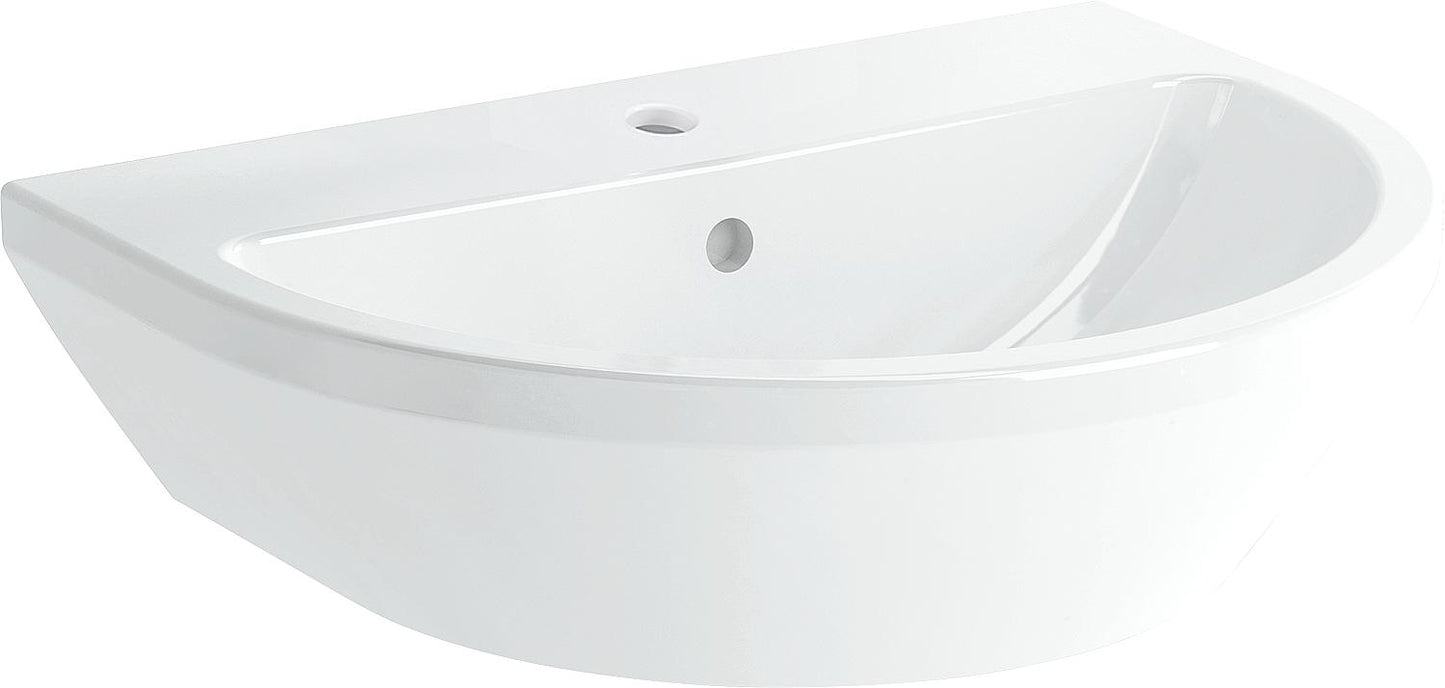 VitrA Integra round washbasin 650x490mm, white, with overflow and 1 tap hole in the center