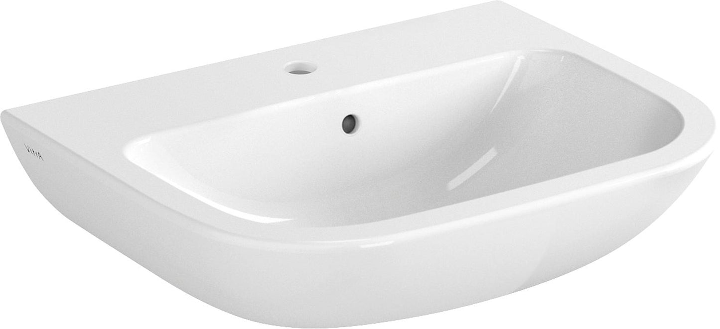 VitrA S20 washbasin, 650x470mm, white, with overflow and 1 tap hole in the center