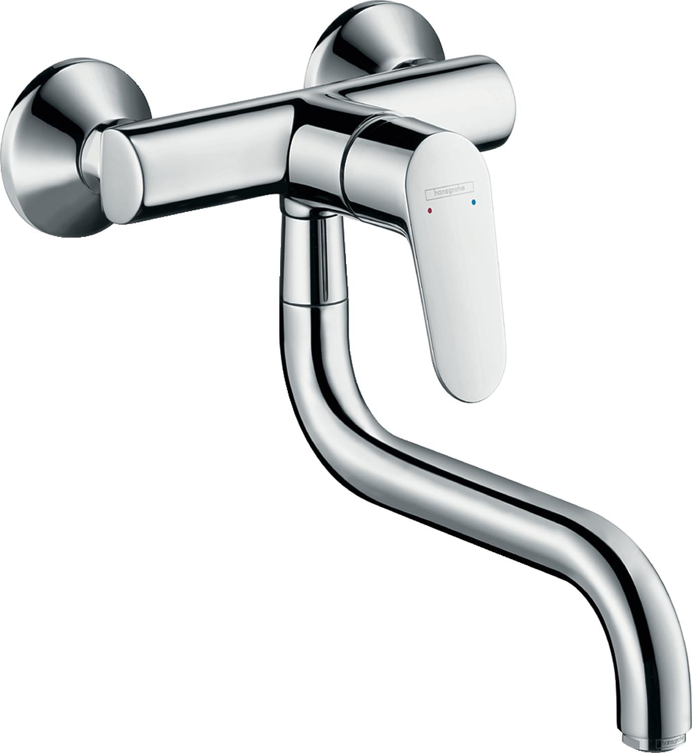Hansgrohe Focus M41 wall-mounted kitchen mixer with swivel spout, 200 mm projection, chrome