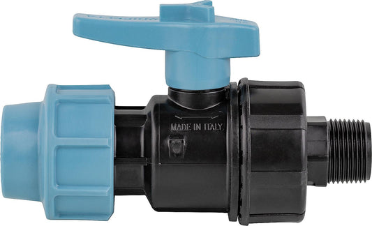 Ball valve with clamp connection x male thread, 63mm x DN50 (2")