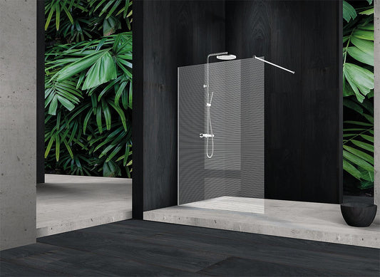 Walk-In Glasduschwand Mallero mit Wandprofil + Stabi.-Stange rund 1480x2000x8 mm ESG mit ETC