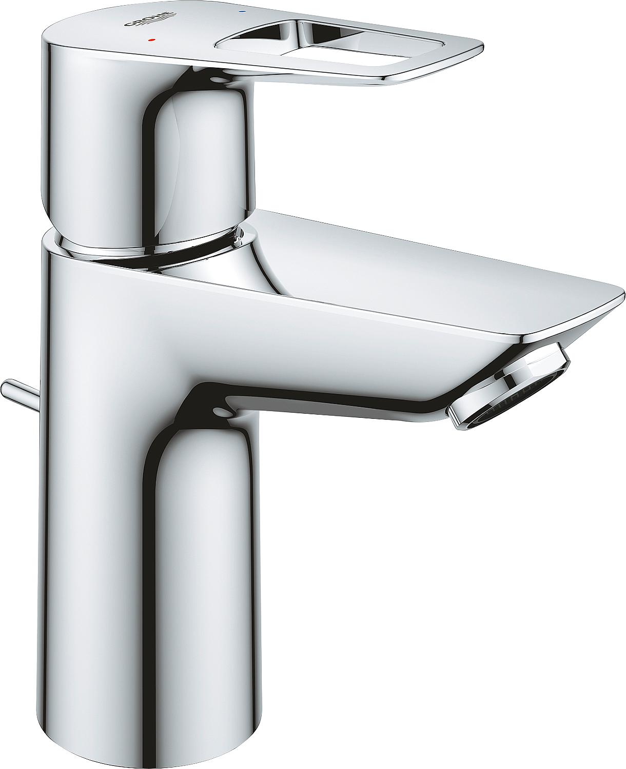 Grohe Bauloop S-Size basin mixer, 93 mm projection, chrome, center position, cold, with waste fitting