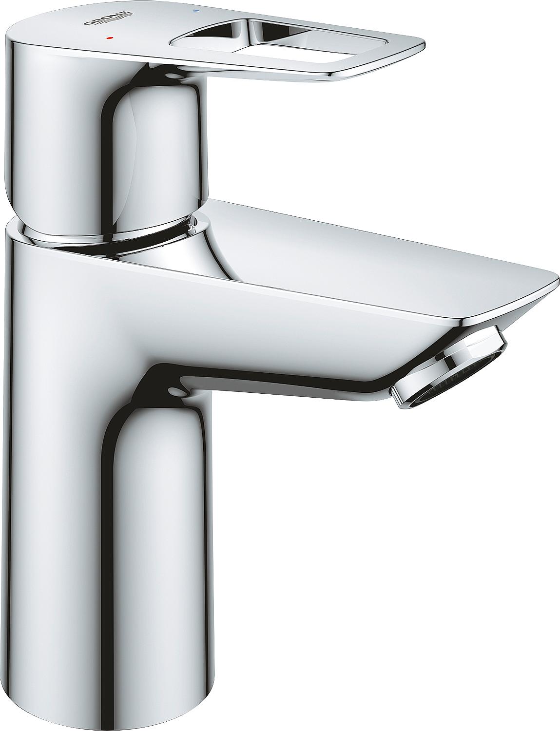 Grohe Bauloop S-Size basin mixer, 93 mm projection, chrome, center position, cold, with waste fitting