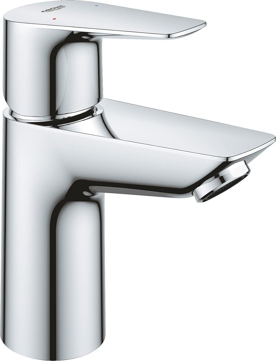 Grohe BauEdge S-Size basin mixer, 93 mm projection, chrome, center position cold, push-open drain
