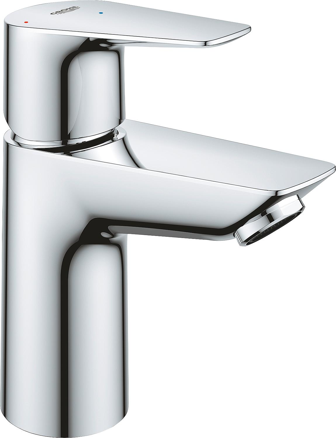 Grohe BauEdge S-Size basin mixer, 93 mm projection, chrome, center position cold, push-open drain