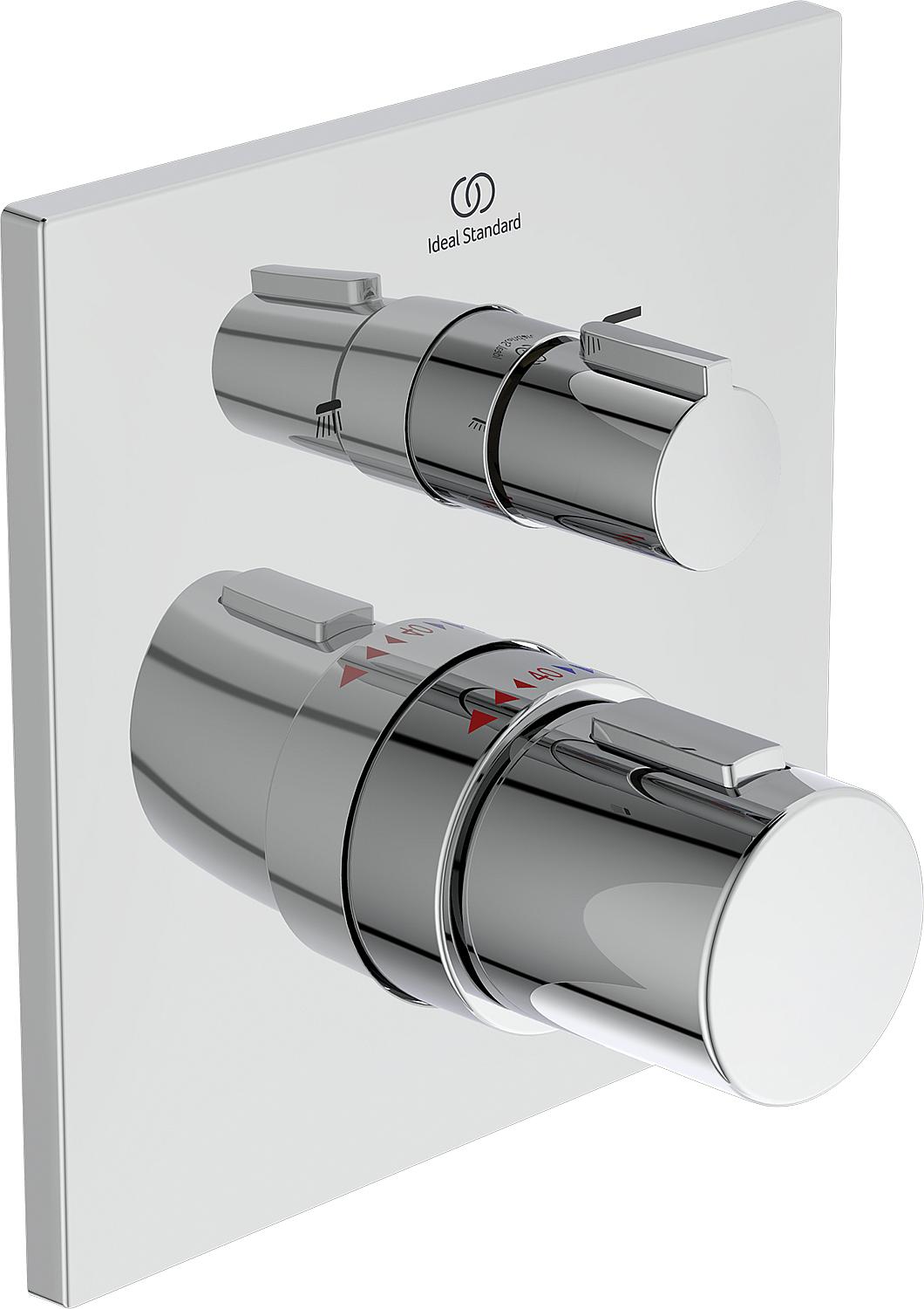 Thermostat de baignoire encastré Ideal Standard Ceratherm C100, rosace 163 x 163 mm, chromé