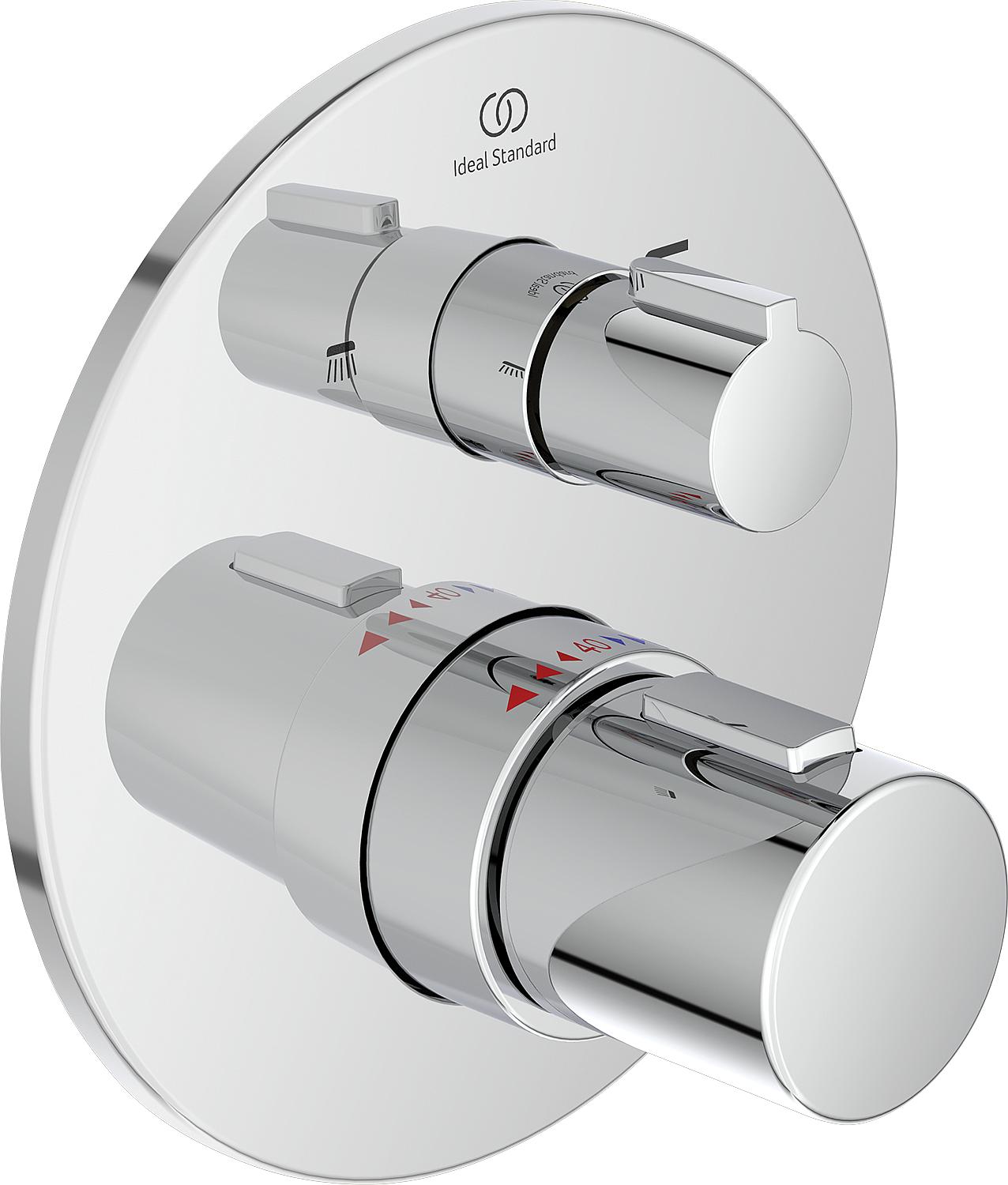 Thermostat de baignoire encastré Ideal Standard Ceratherm T100, rosace Ø 163 mm, chromé