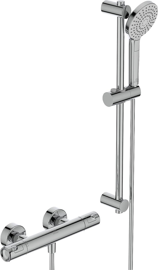 Brausethermostat-Set Ideal Standard Ceratherm 50 Brausestange 600 mm, Handbrause Ø 110 mm und Brauseschlauch chrom