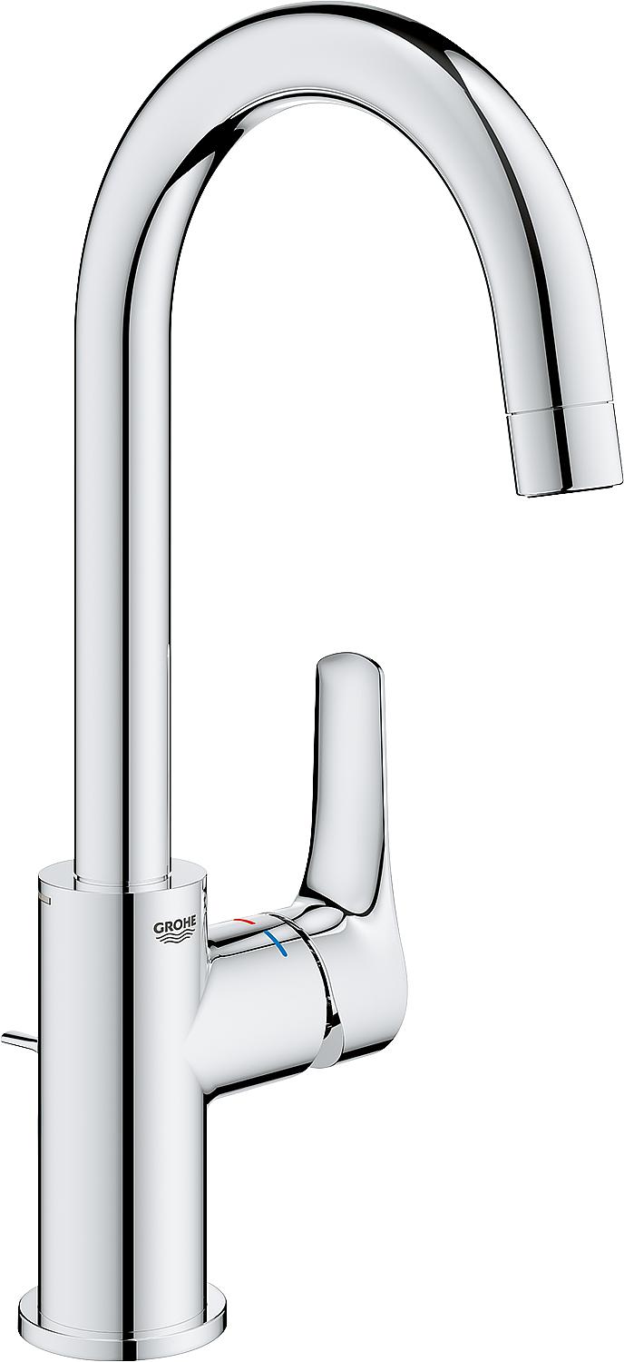 Mitigeur de lavabo Grohe Eurosmart L-Size, saillie de 140 mm, chromé, bonde à ouverture par pression