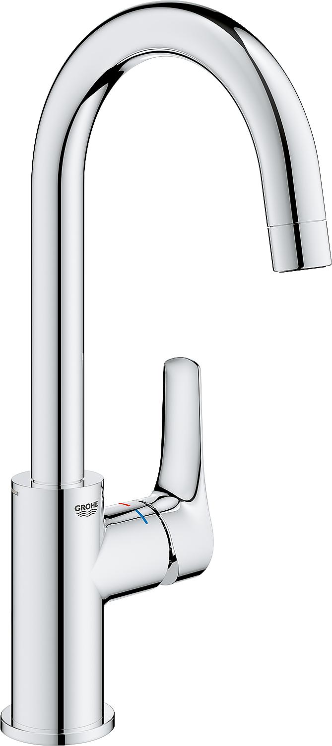 Mitigeur de lavabo Grohe Eurosmart L-Size, saillie de 140 mm, chromé, bonde à ouverture par pression