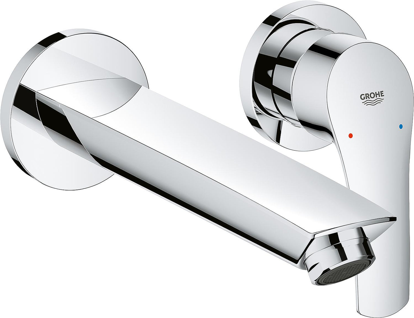 Grohe Eurosmart wall-mounted basin mixer, projection 211 mm, matte black