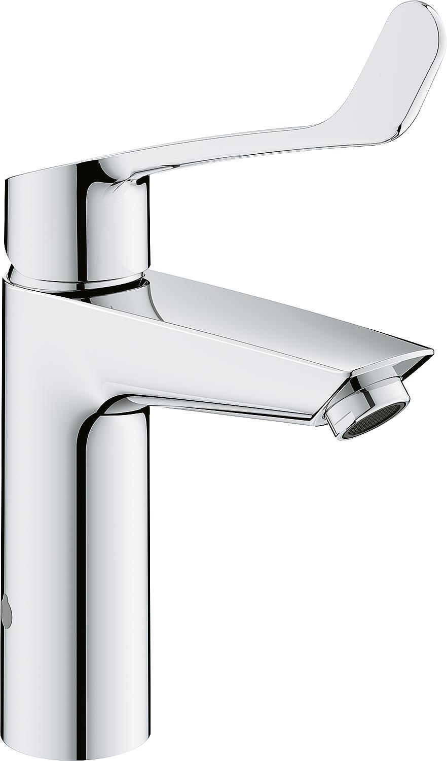 Grohe Eurosmart M-Size single-lever mixer tap, chrome with thermal scald protection and long lever