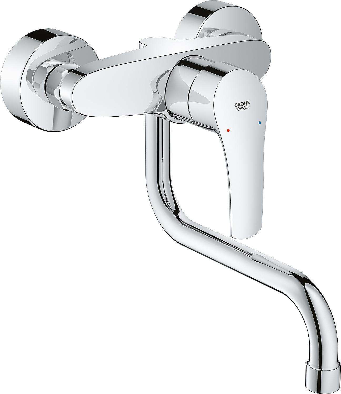 Grohe Eurosmart wall-mounted kitchen mixer with swivel spout, 150 mm projection, chrome