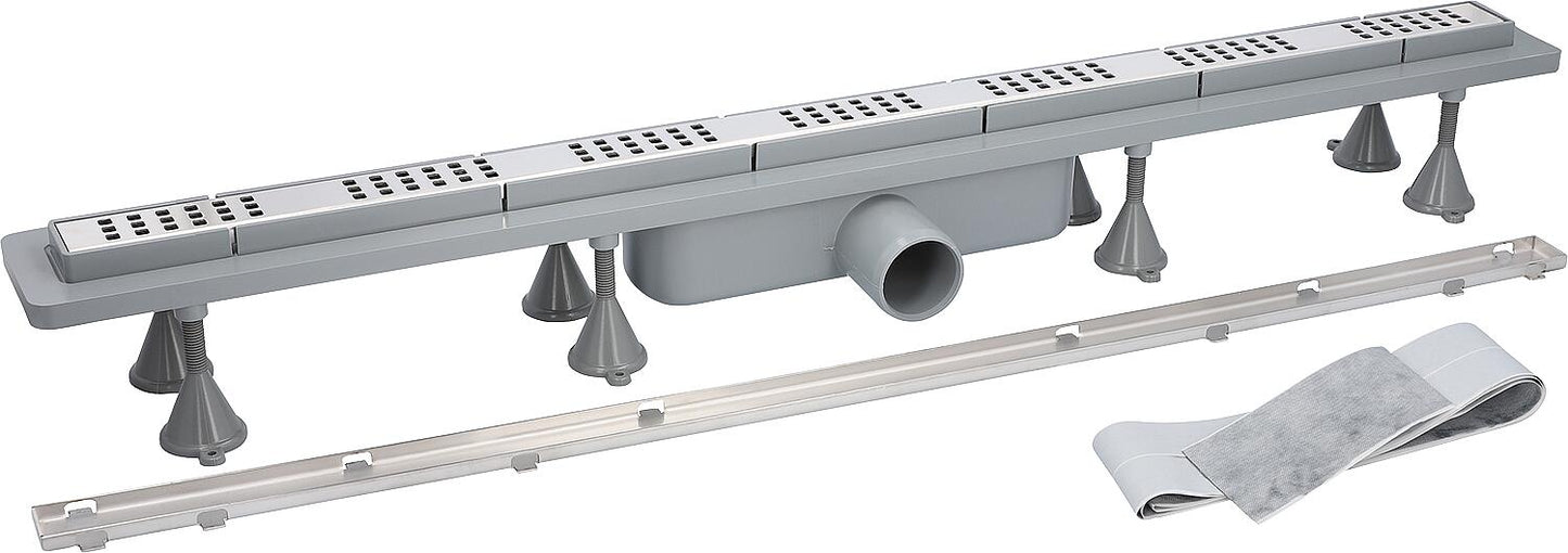 Caniveau de douche Basicflow Squares en ABS, hauteur d'installation à partir de 70 mm - modèle de rénovation de base