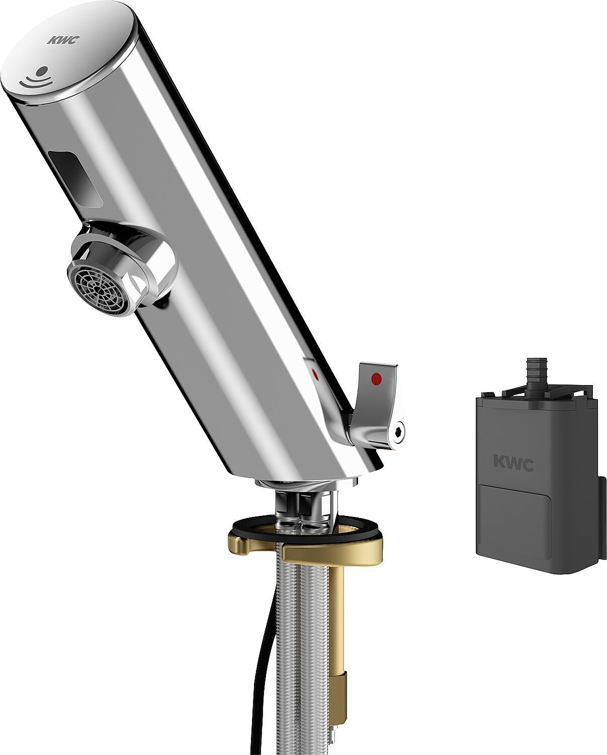 KWC Professional basin mixer F3 with electronic control, 100 mm projection, with battery compartment Ref. no.: 2030033388