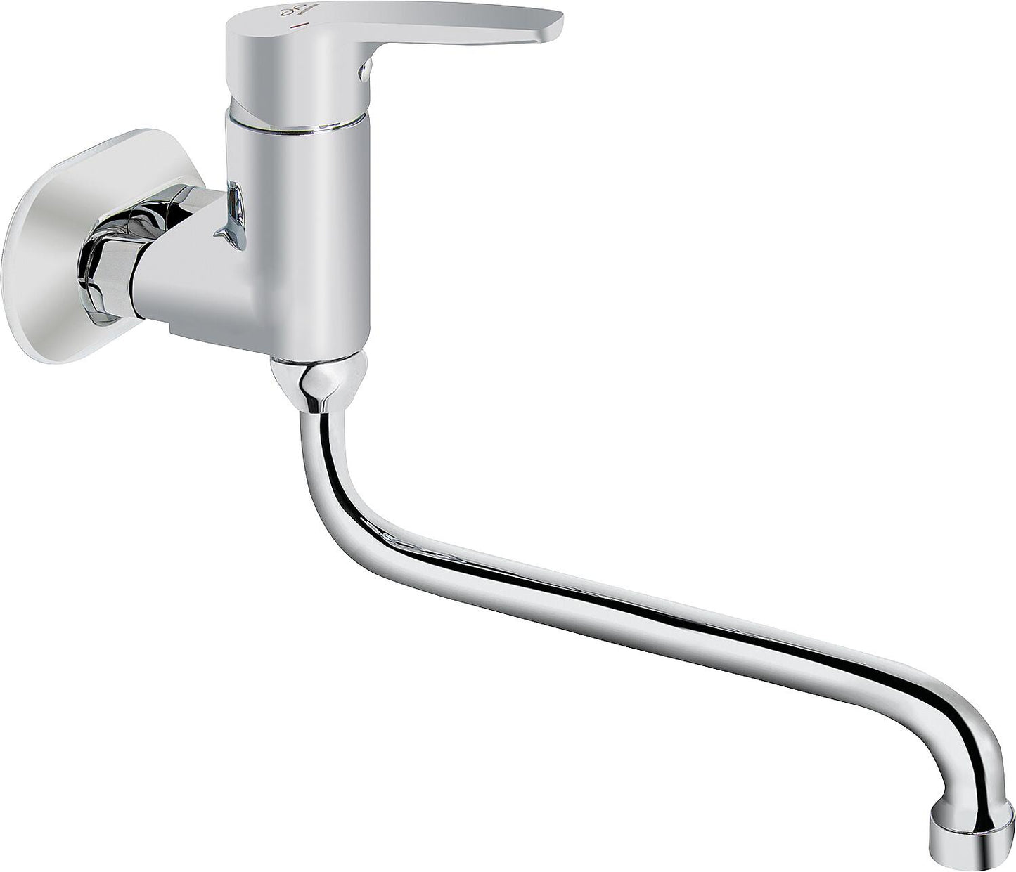 Mitigeur de lavabo mural Heinrichschulte Alpha 350 avec bec pivotant, saillie de 200 mm, chromé