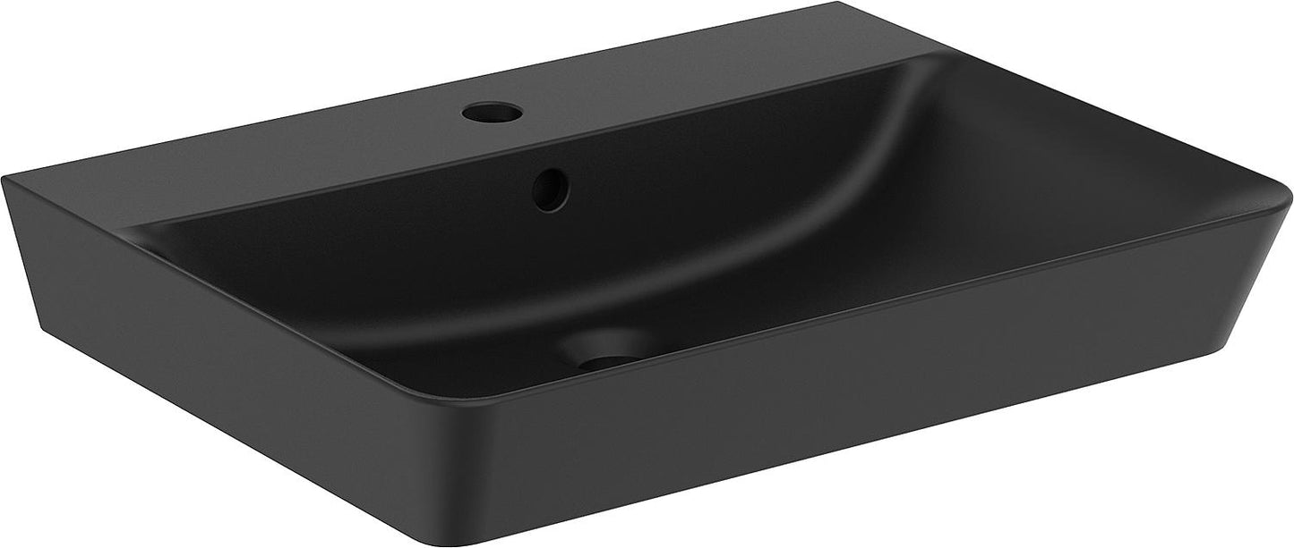 Lavabo Ideal Standard Connect Air Cube, dimensions (L x H x P) : 600 x 100 x 460 mm, noir mat