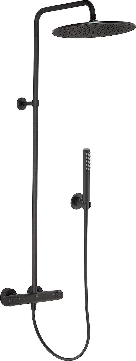 Brause-System Ideal Standard Ceratherm T25 Stabhandbrause, Kopfbrause Ø 200 mm und Thermostat schwarz matt