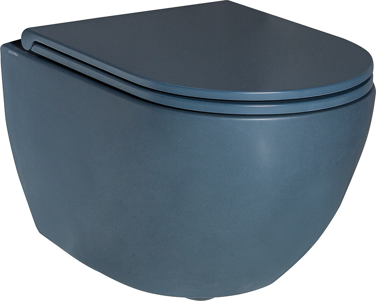 Elanda wall-hung, deep-flush toilet combi-pack, blue royal matt, rimless + soft-close toilet seat