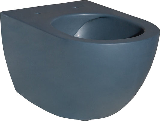 Elanda wall-hung, deep-flush toilet made of ceramic, rimless, Blue Royal matt