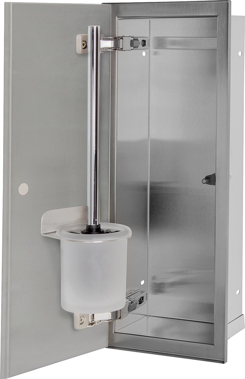 Caisson WC en acier inoxydable, hauteur 450 mm, 1 porte carrelable, ouverture à droite