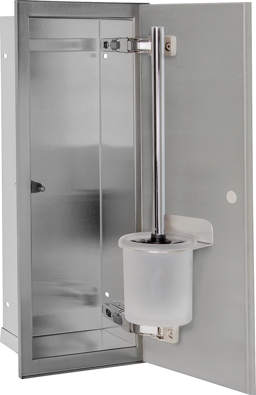 Caisson WC en acier inoxydable, hauteur 450 mm, 1 porte carrelable, ouverture à droite