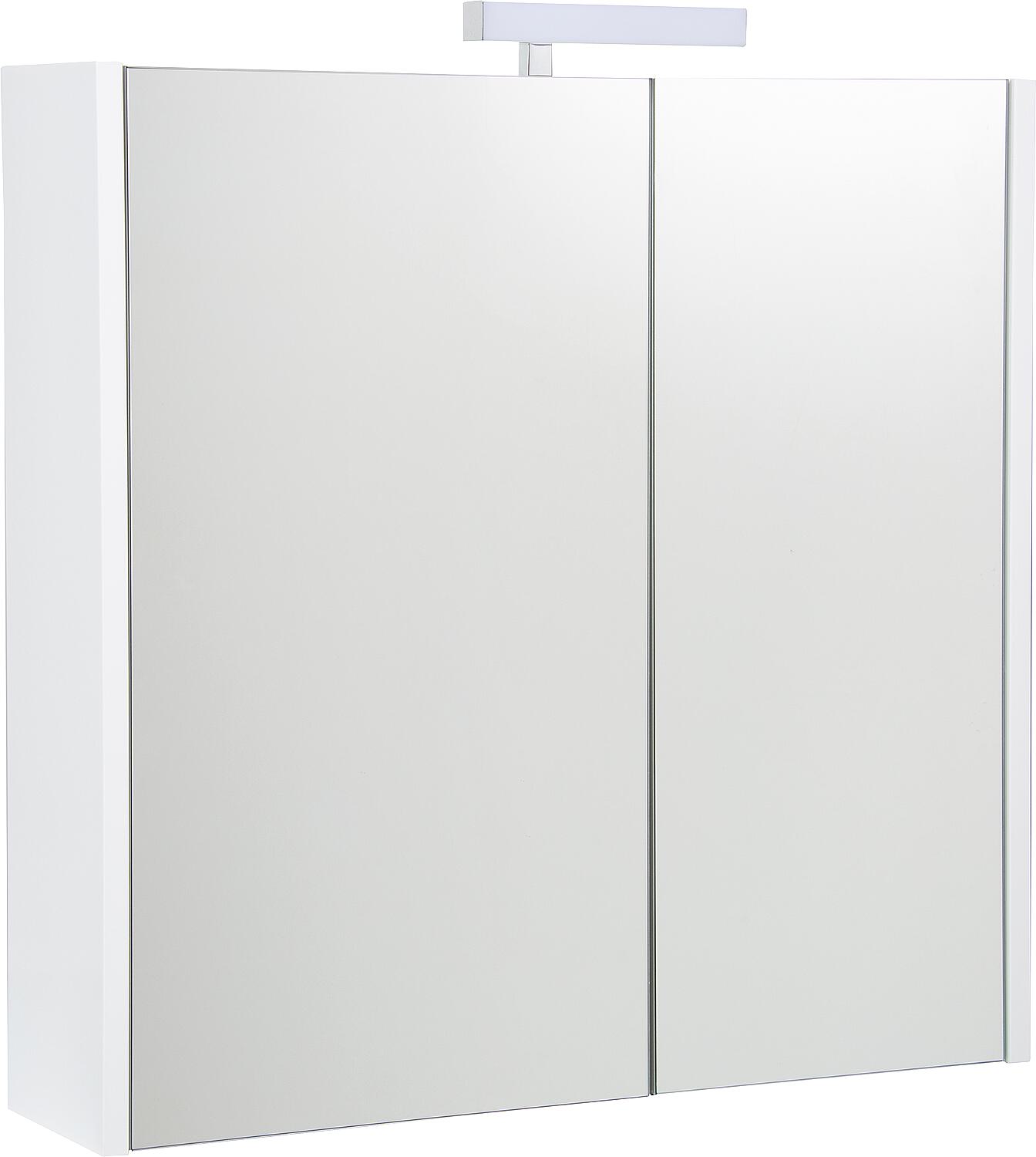 Akira mirror cabinet with LED lighting, 2 doors, white high gloss, 715x700x155mm