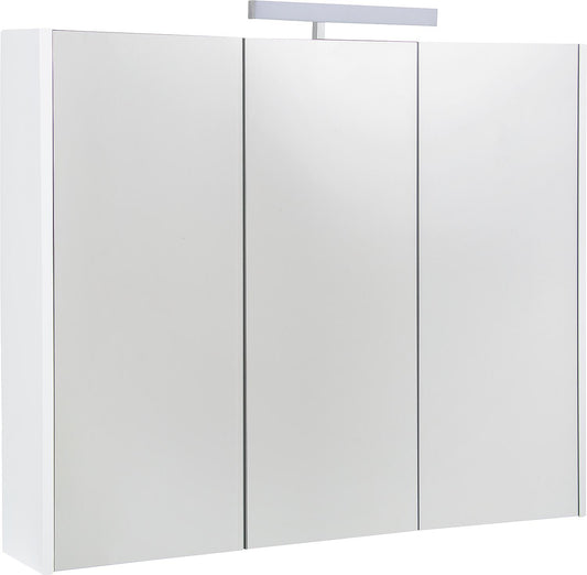 Armoire à miroir Akira avec éclairage LED, 3 portes, blanc brillant, 900 x 700 x 155 mm