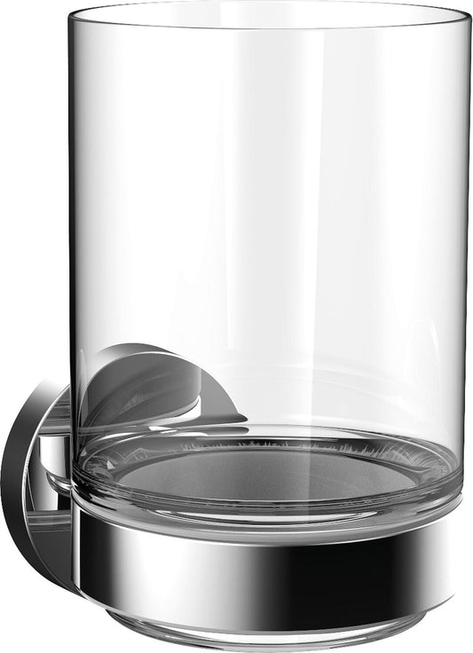 emco round glass holder, frosted glass part, chrome