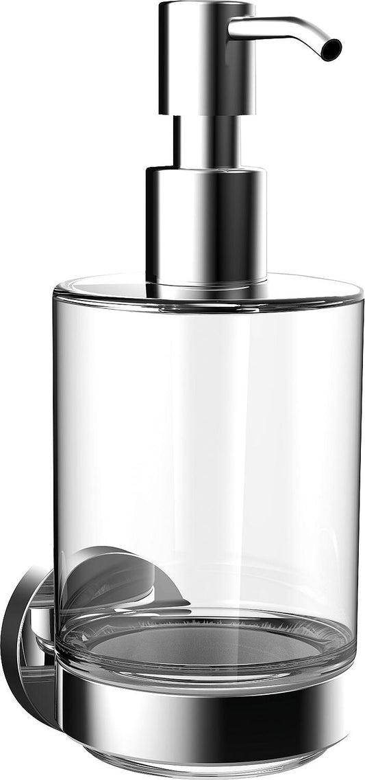Emco round soap dispenser, frosted glass part, chrome