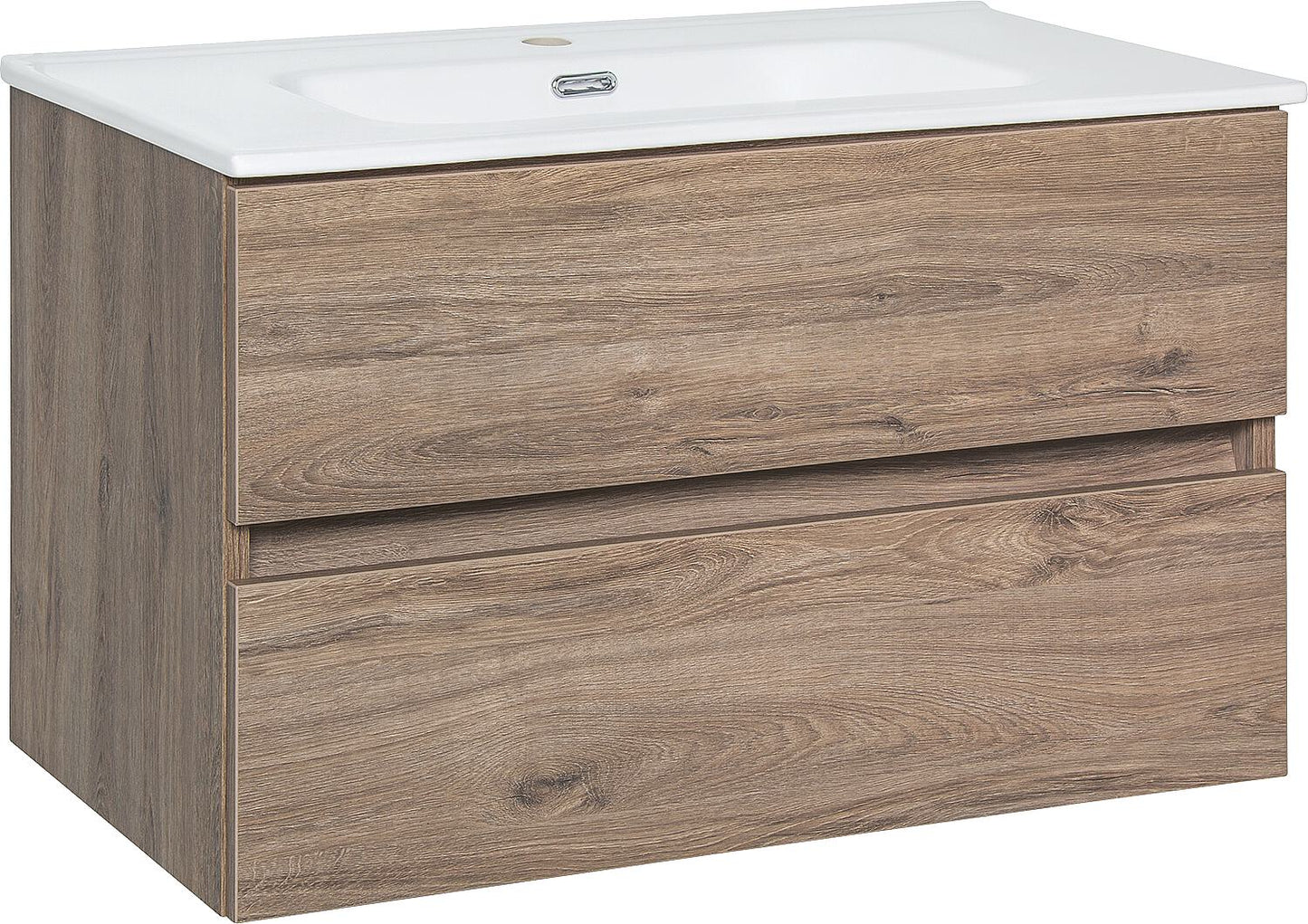 WTU+Ceramic washbasin Kora, Nabucco oak, 2 drawers, 805x516x470mm
