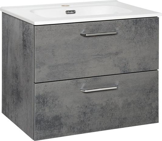 Meuble de rangement WTU+Céramique WT NOA, ciment, 2 tiroirs, 615 x 515 x 470 mm