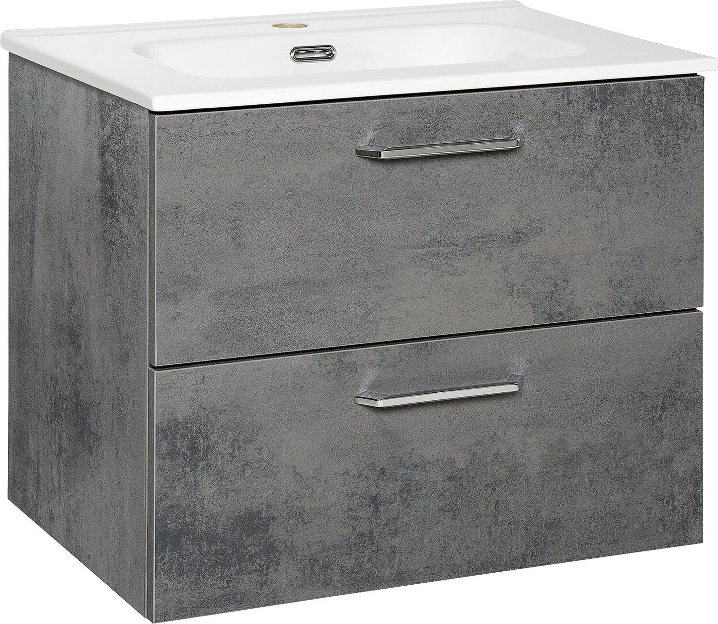 WTU+Ceramic washbasin NOA, white high gloss, 2 drawers, 605x515x470mm