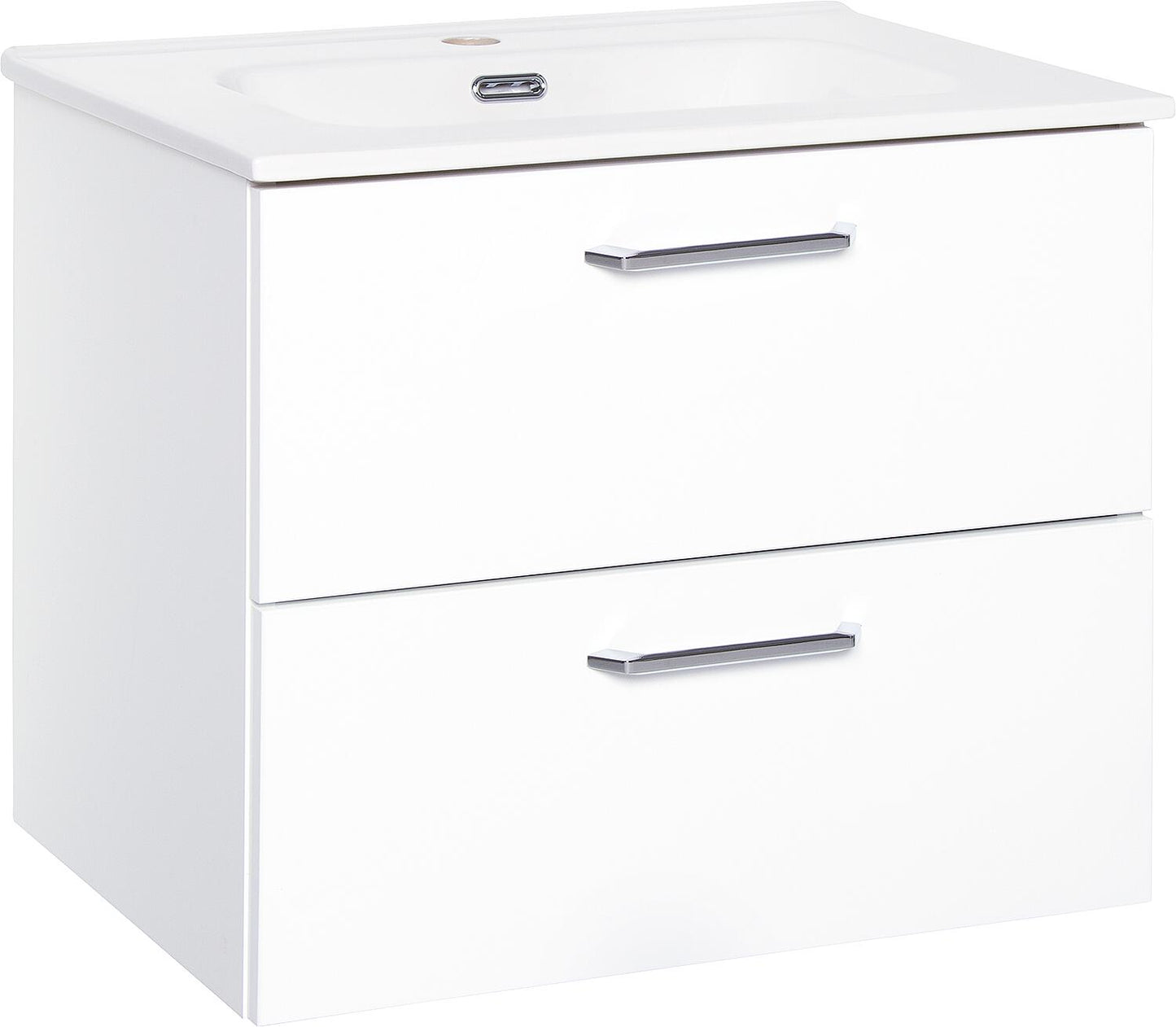 WTU+Ceramic washbasin NOA, white high gloss, 2 drawers, 605x515x470mm