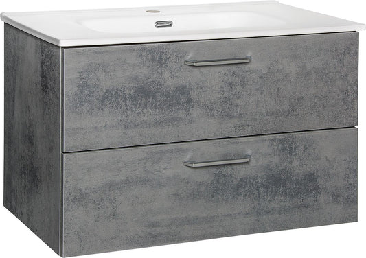 Meuble de rangement WTU+Céramique WT NOA, ciment, 2 tiroirs, 815 x 515 x 470 mm