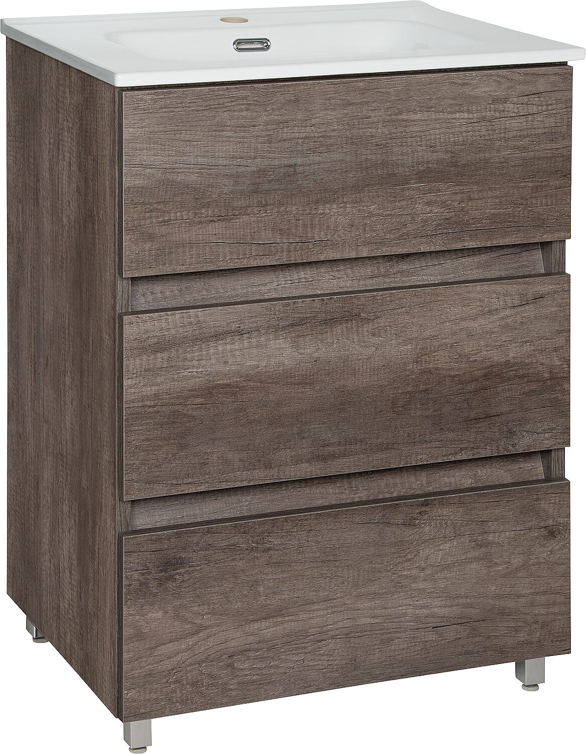 WTU+Keramik-WT KORA XL, Chateau Eiche, 3 Auszüge,605x845x470mm