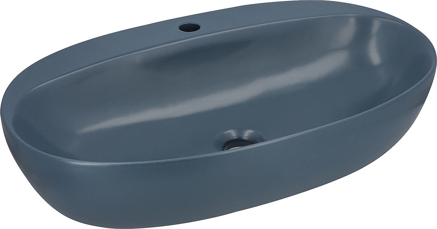 Elanda countertop washbasin 700x420 mm with tap hole, ceramic, glossy white
