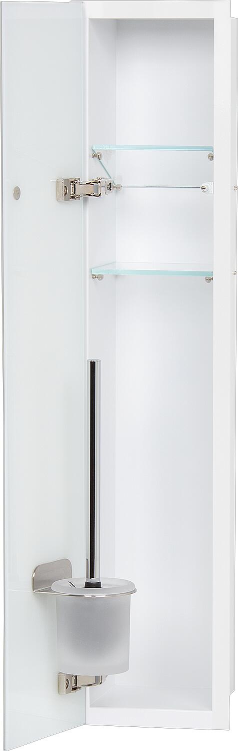 WC intégré, cabine plate, hauteur 800 mm, intérieur blanc, 1 porte blanche, à gauche