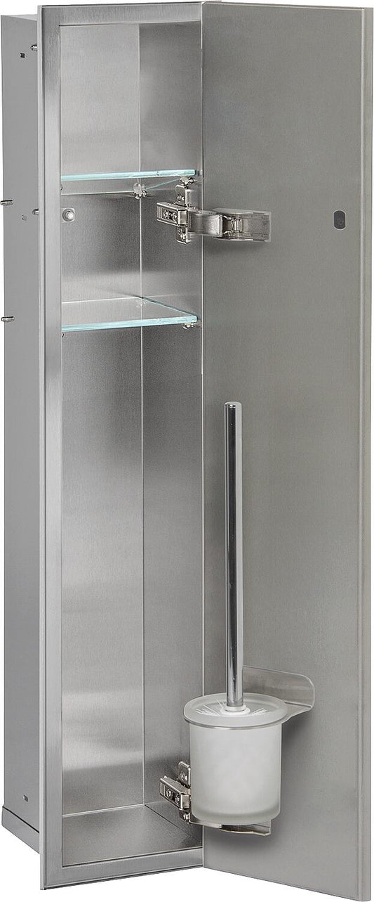 Stainless steel WC container, 800 mm high, 1 tileable door, right-hand side