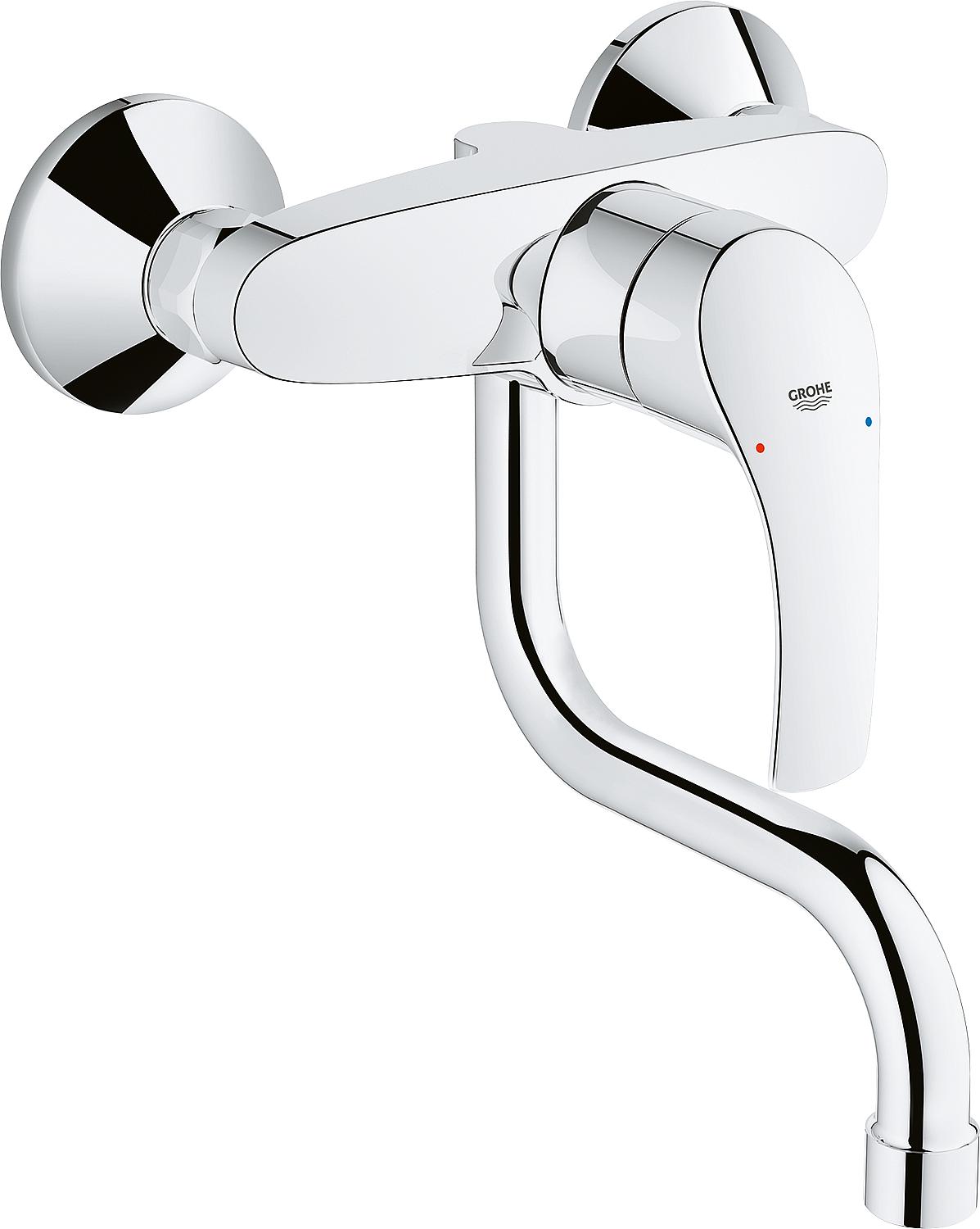 Grohe Eurosmart wall-mounted kitchen mixer with swivel spout, 150 mm projection, chrome