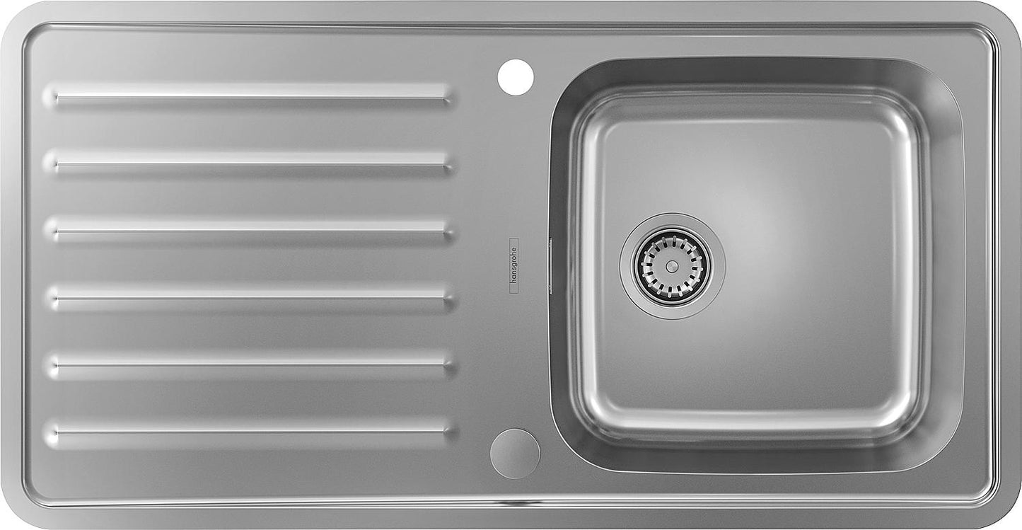 Évier encastré Hansgrohe 400 à 1 cuve, L x P : 400 x 400 mm