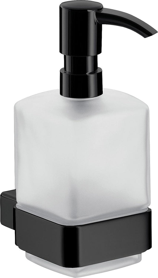 emco loft soap dispenser, glass part, satin black, wall-mounted