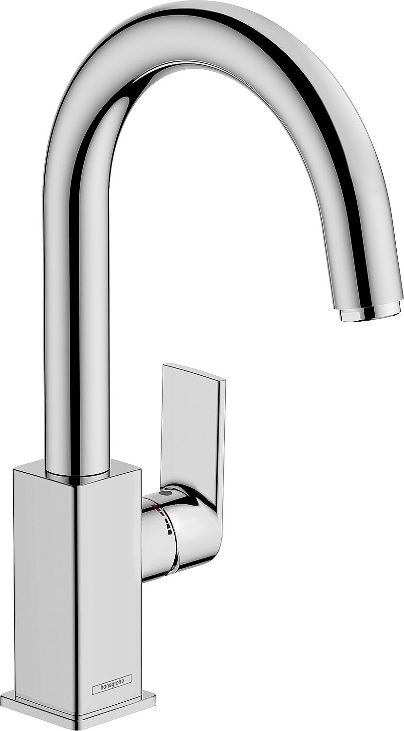 Mitigeur de lavabo Hansgrohe 210 Vernis Shape, saillie de 166 mm, chromé, bec pivotant