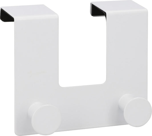 Double door hook, metal, white, 125 x 107 mm