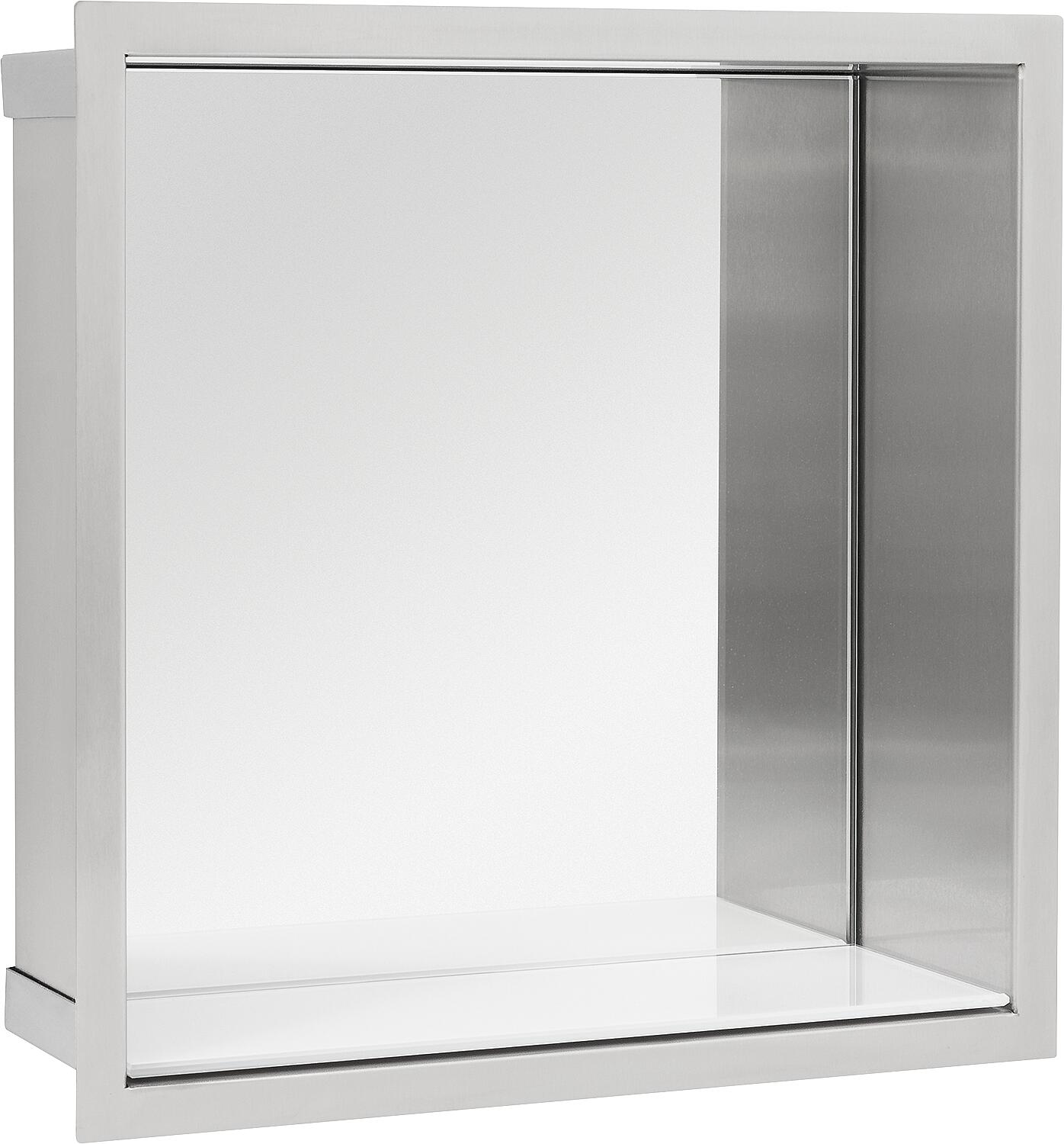 Niche murale L x H x P : 324 x 324 x 150 mm, panneau arrière en verre blanc